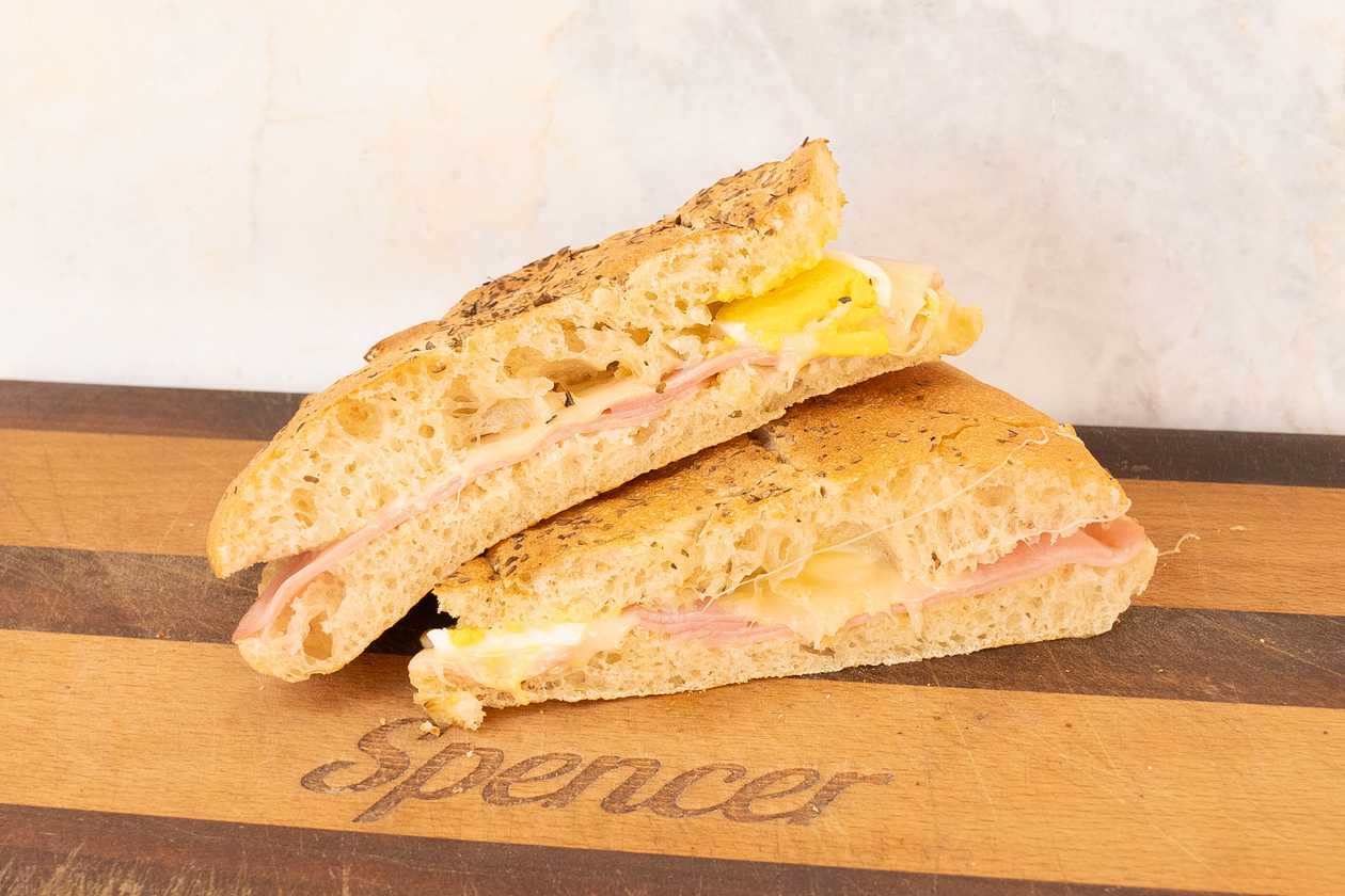 Focaccia ham cheese & boiled eggs