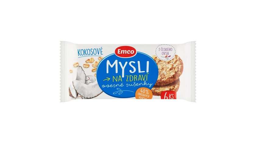 Emco Mysli na Zdraví Oat Cookies Coconut 6 Pcs 60g