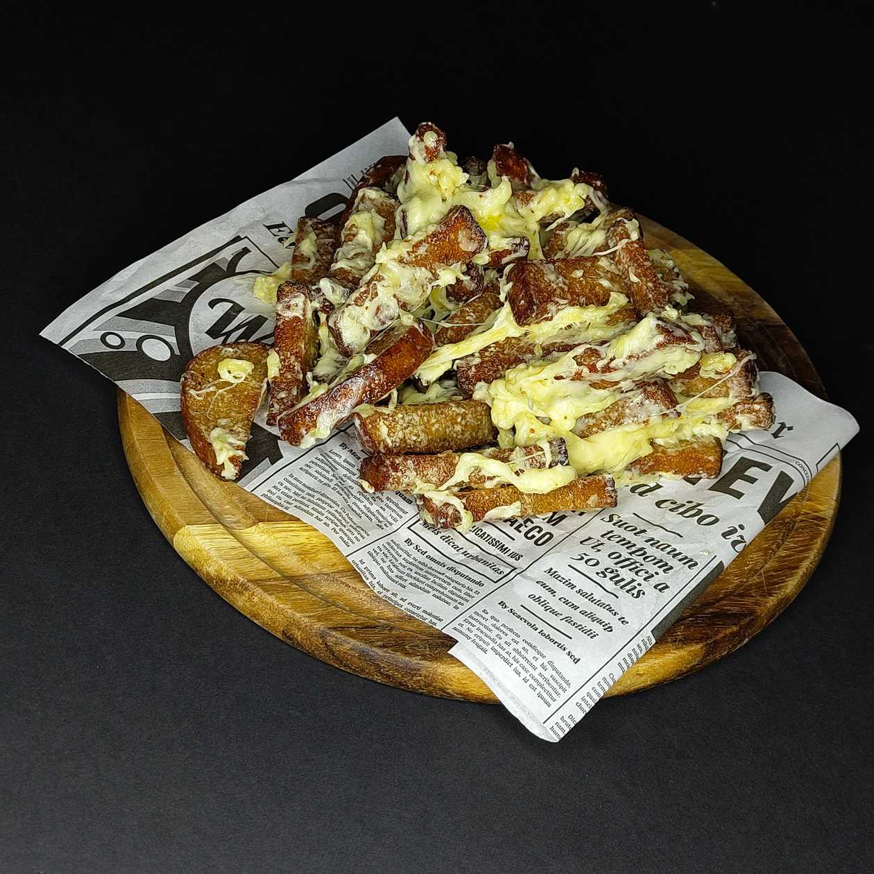 Rye croutons with cheese