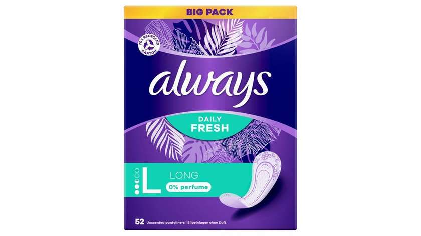 Always Daily Freshlong, 0% Perfume 52 Pcs