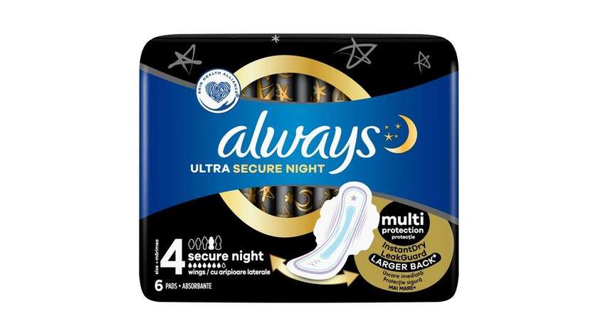 Always Ultra Secure Night (size 4) Sanitary Pads with Wings 6 Pcs