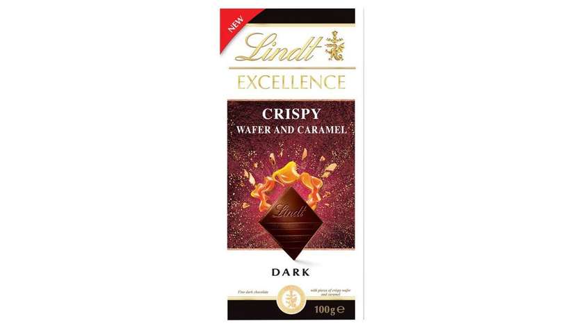 Lindt Excellence Dark Chocolate with Pieces of Crispy Biscuit and Caramel 100g