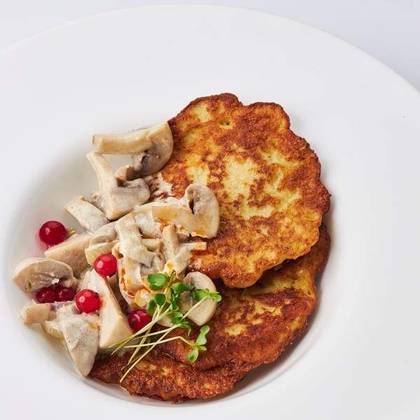 Potato Pancakes with Mushroom Sauce