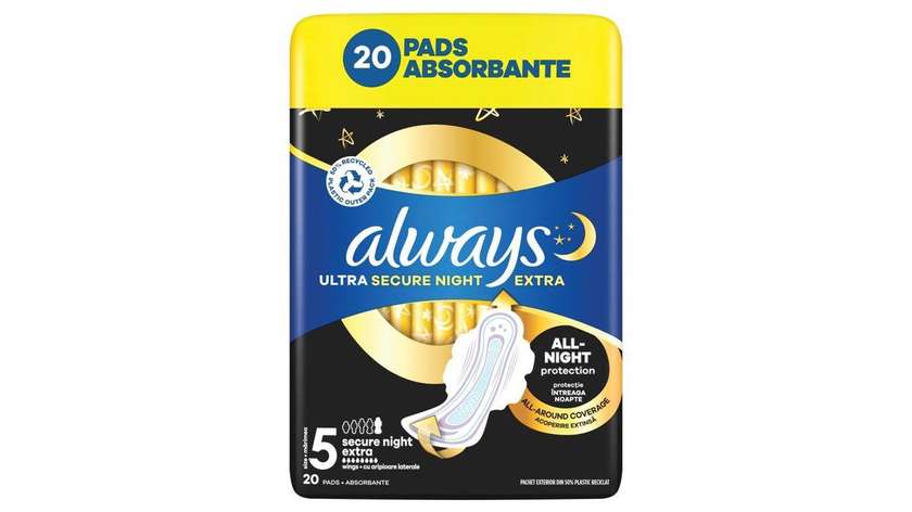 Always Ultra Hygienic Pads Secure Night Extra (size 5) with Wings X20