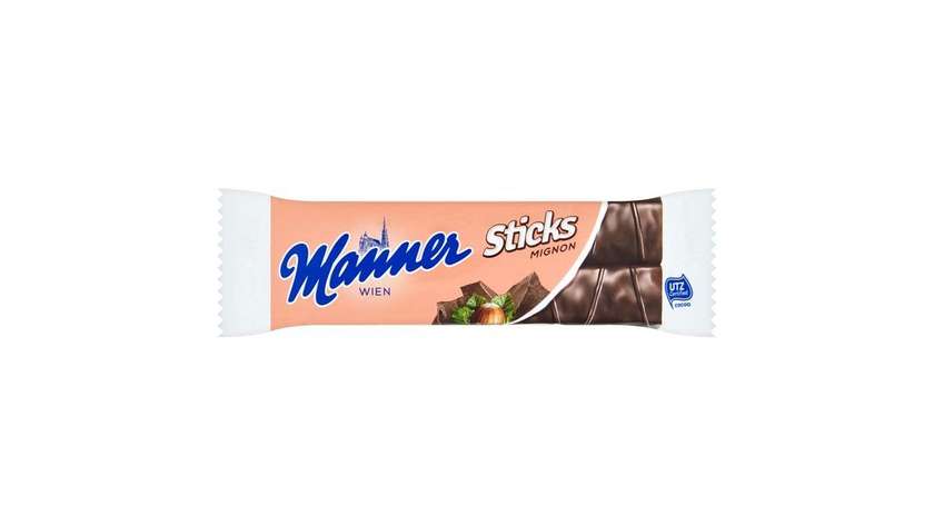Manner Wafers with Creamy Hazelnut Filling and Chocolate Coating 30g