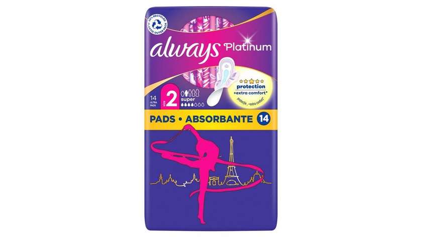 Always Platinum Super (size 2) Sanitary Pads with Wings 14 Pcs
