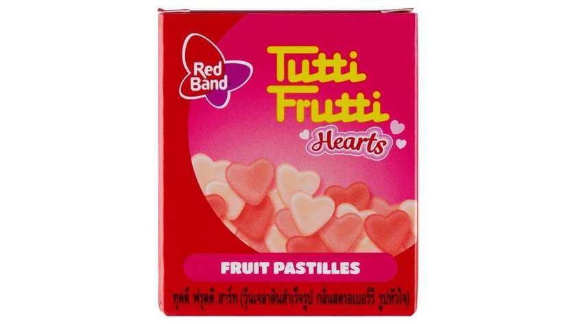 Red Band Tutti Frutti Hearts Jellylozenges with Fruit Flavor 15g