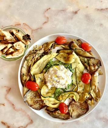 Grilled Vegetables with Stracciatella