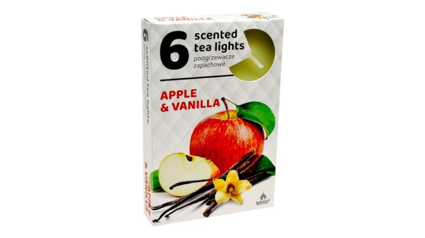 Bispol Apple & Vanilla Scented Candles 6 Pcs
