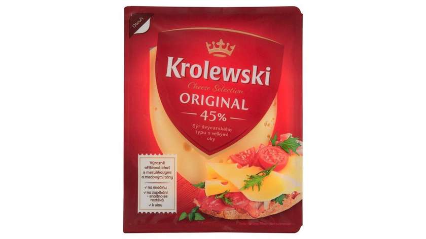 Krolewski Original 45% Swiss-type Cheese withlarge Mesh Slices 100g