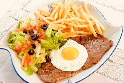 Steak with Egg and Salad