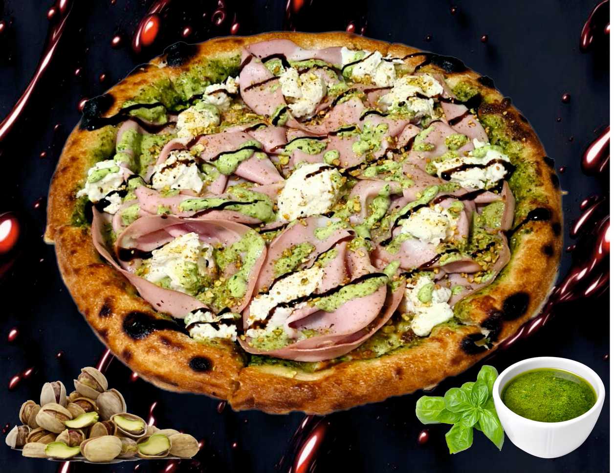 Pizza Mortadella with Pistachio and Buffalo