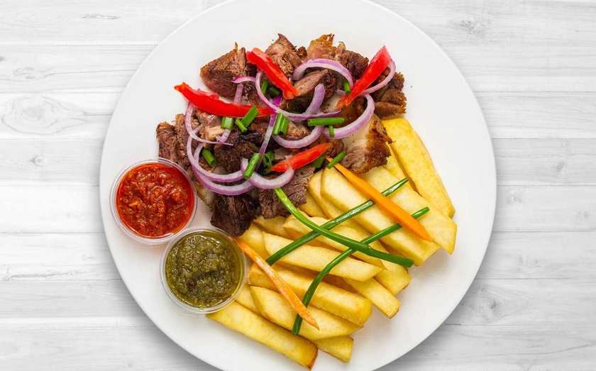 Fried Yam with Peppered Gizzard