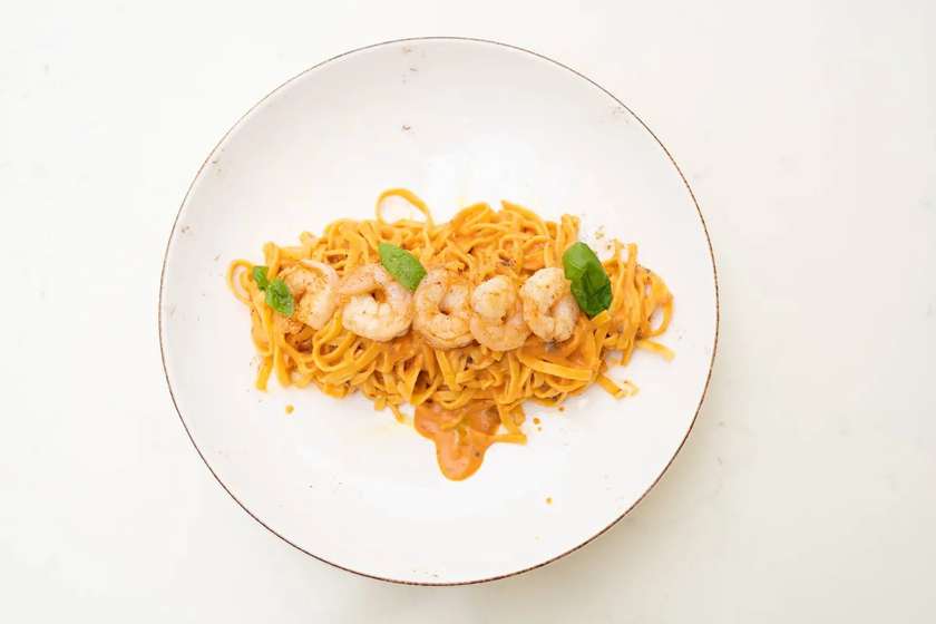 Tagliatelle cu Creveti, Trufe si Sos Rose