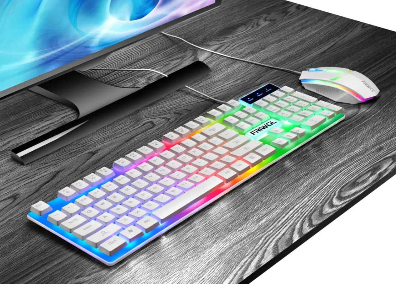 LED Gaming Keyboard and mouse combo white/კლავიატურა და მაუსის კომბო თეთრი