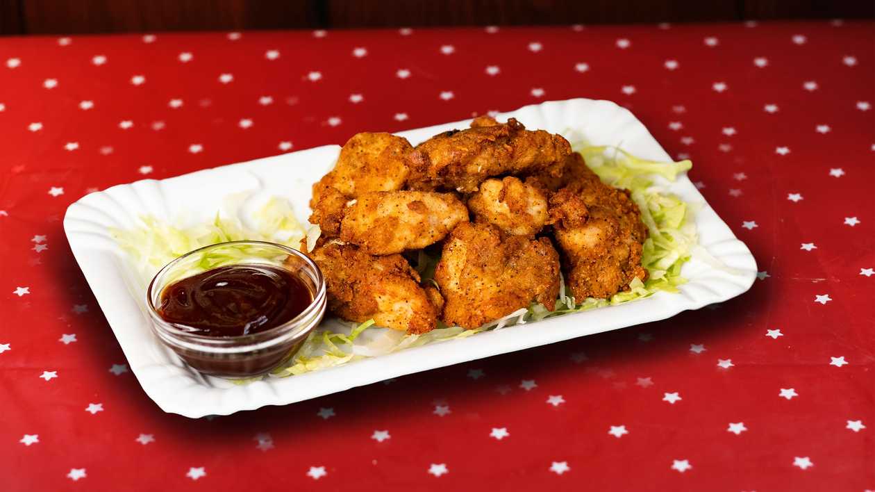 #1 Vegan Fried Chick’n Poppers & Vegan Dipping Sauce