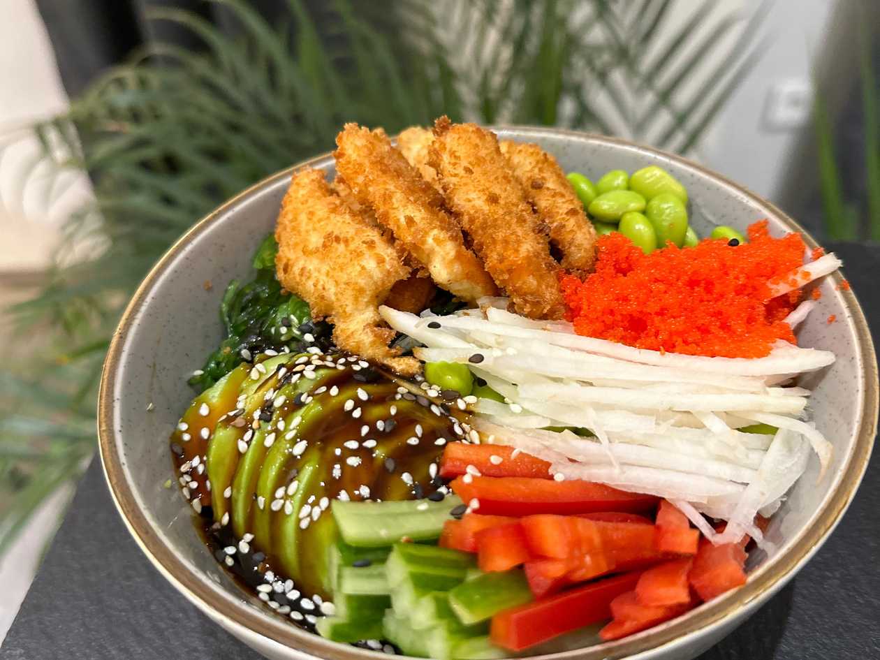 Grilled Sake Poke Bowl