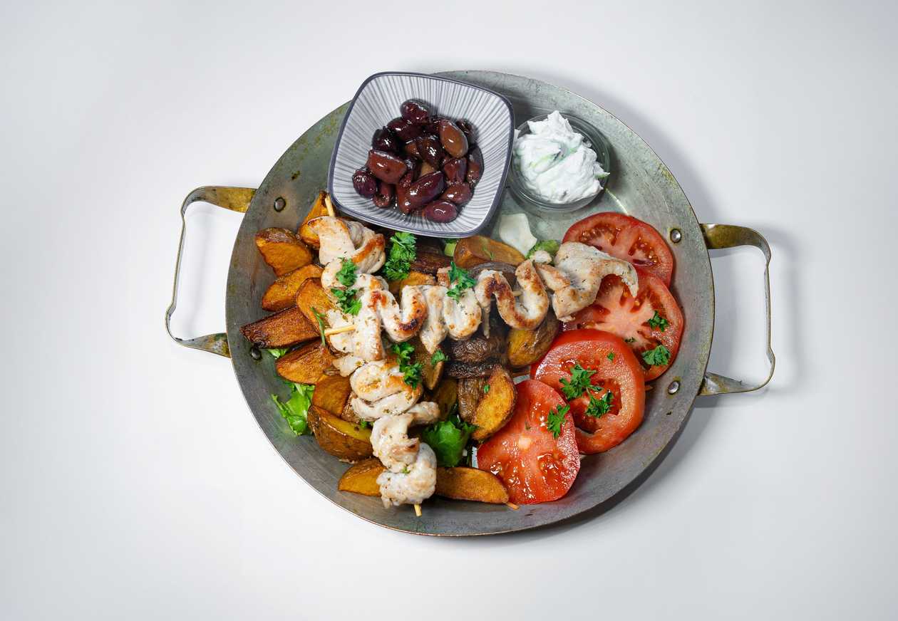 GREECE: 2pcs - "SOUVLAKI CHIRINO" - Pork chop cubes on a skewer marinated in Greek herbs