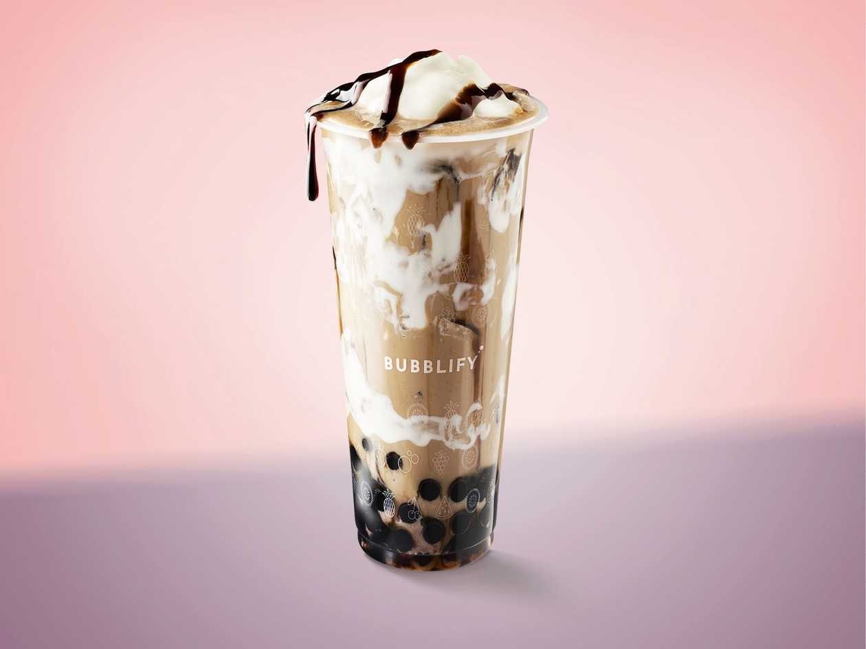 Milk tea with black tea and brown sugar flavour with fresh milk and Cheese Foam