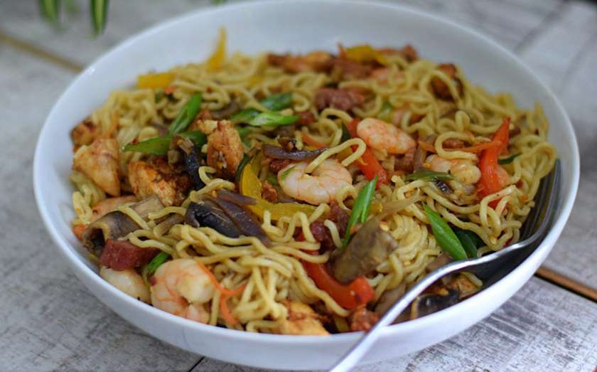 Chicken, sausage noodles