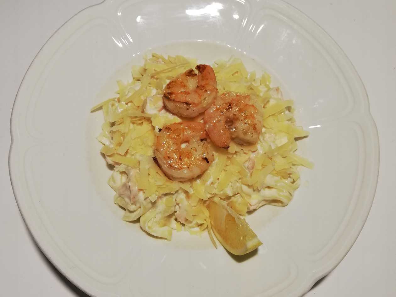 Salmon and shrimp pasta
