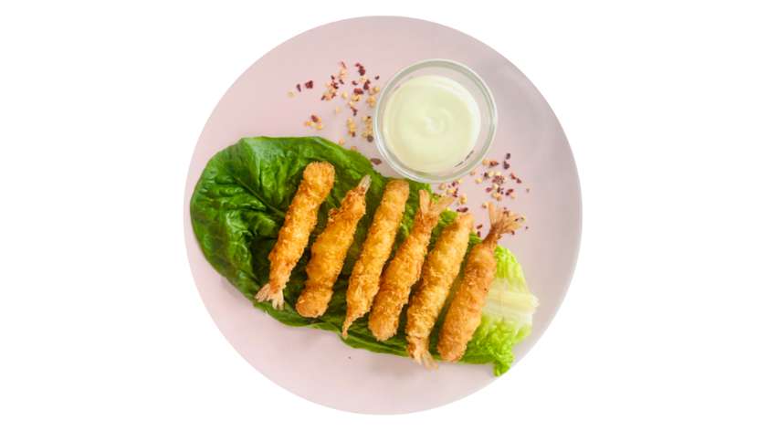 Frititud hiidkrevetid (6tk) kastmega