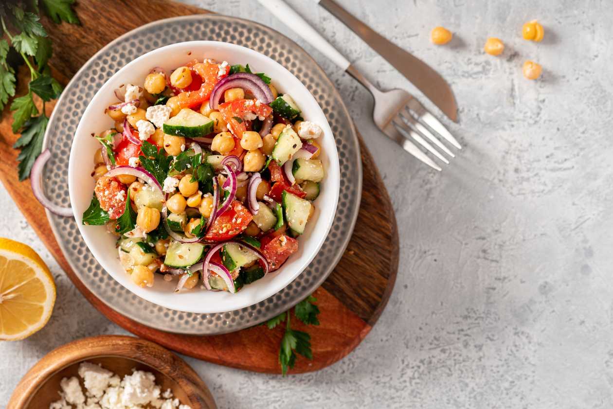 Chickpea salad (aloo-chana)