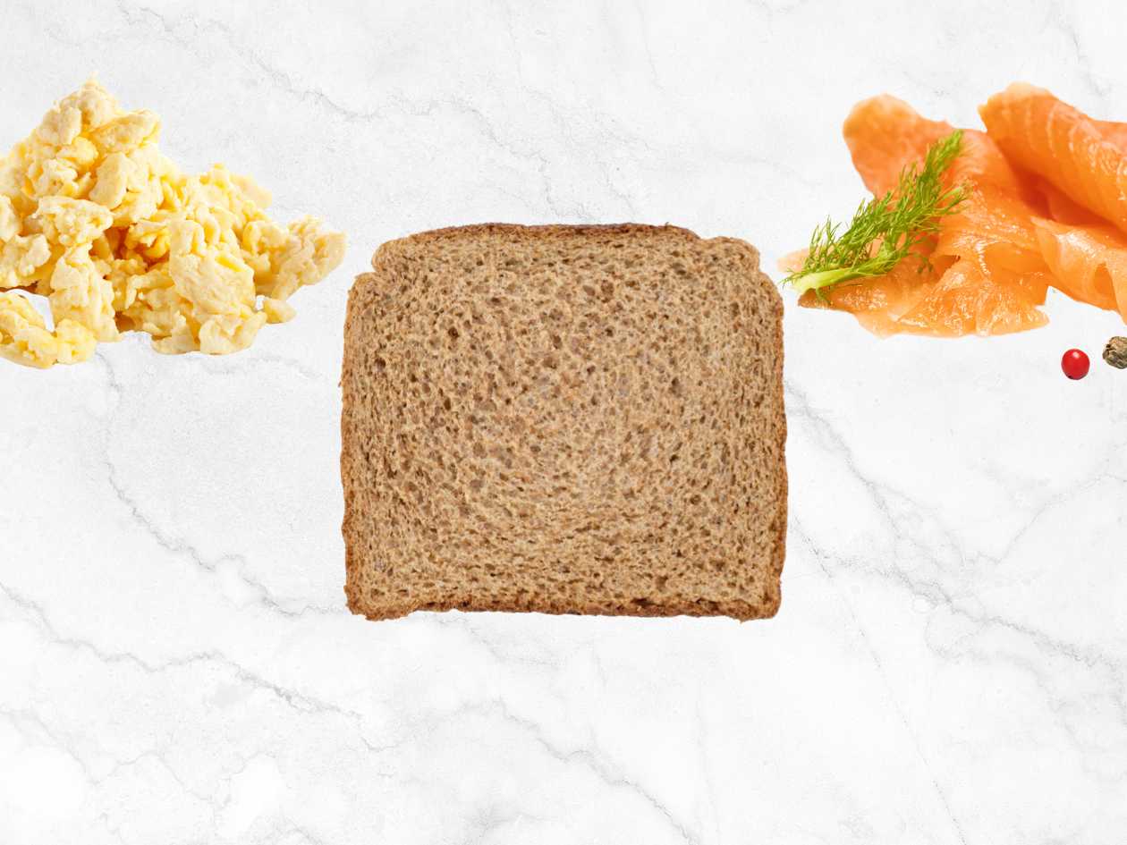 Toast w/ Scrambled Eggs & Salmon in "Shape" Bread