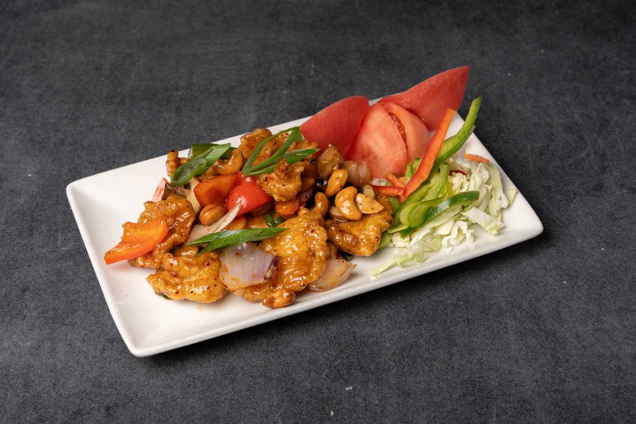 Sliced Chicken With Cashew Nuts and Chili Thai Style