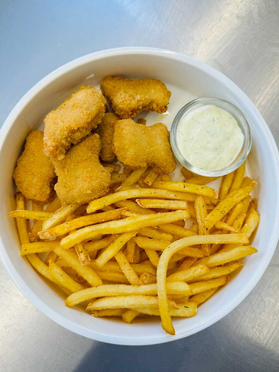 French fries with chicken nuggets