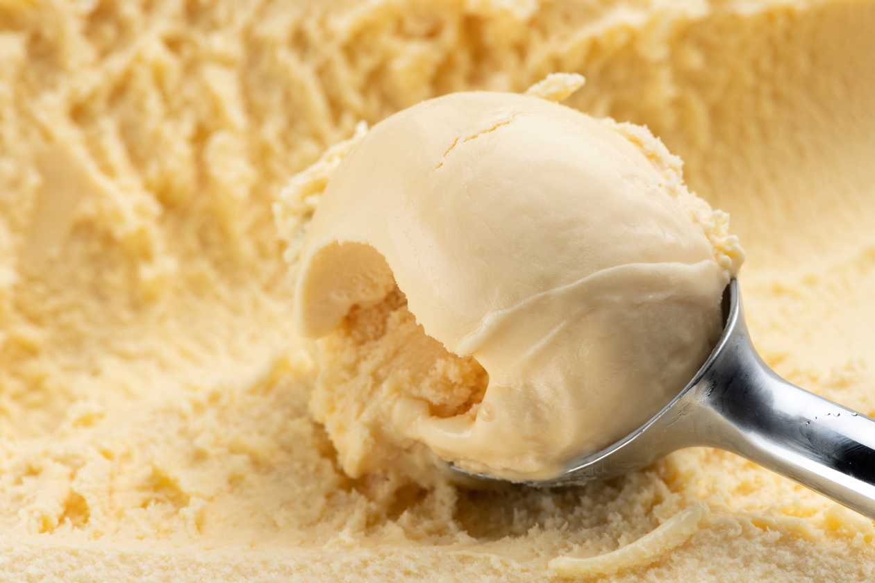 Pain perdue with vanilla ice cream.