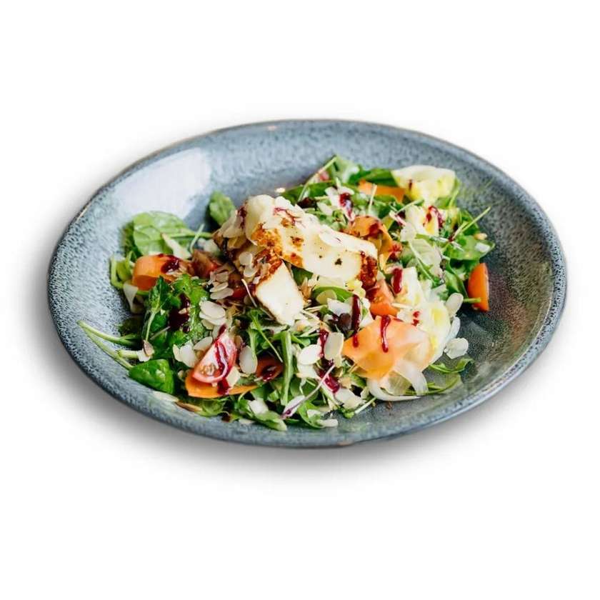 Grilled Greens and Halloumi Salad