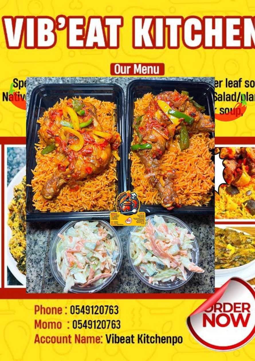 Jollof Rice and with Salad or Plantain (Dodo)