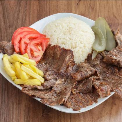 Grilled döner with rice and beef.