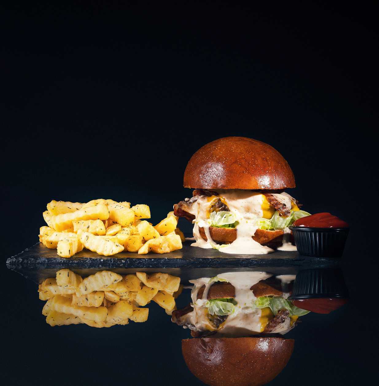 Bacon Burger (+ Fries And Ketchup)