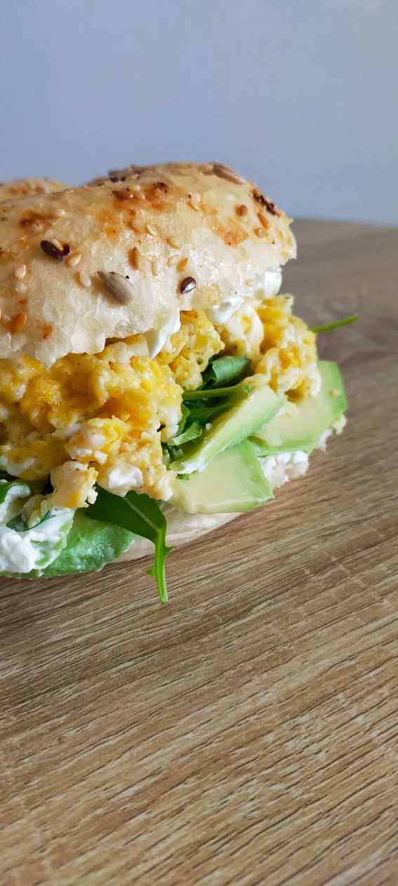 Avocado and Scrambled Egg Bagel