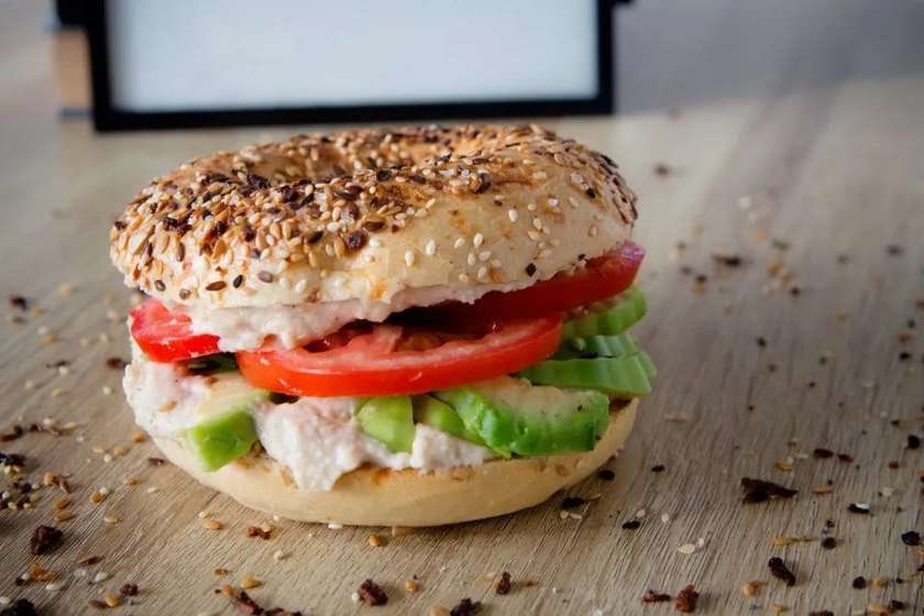 Hummus Avocado Bagel