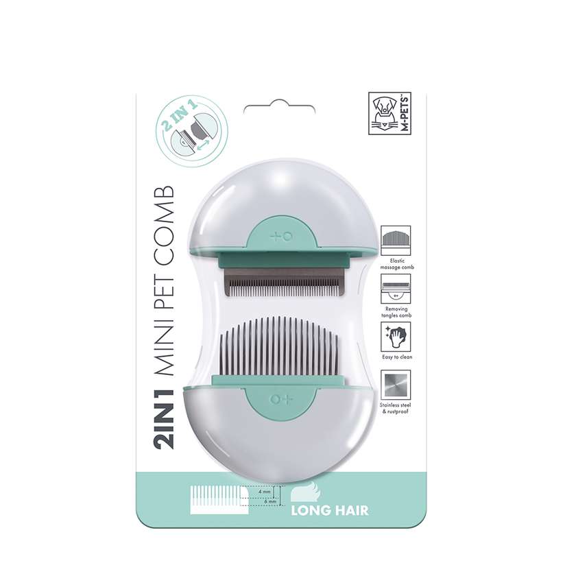 2 in 1 Mini Pet Comb for long hair - Green