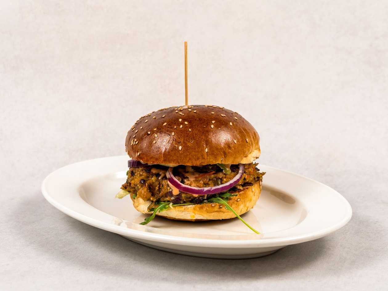 Veg Burger with Crispy Oyster Mushrooms