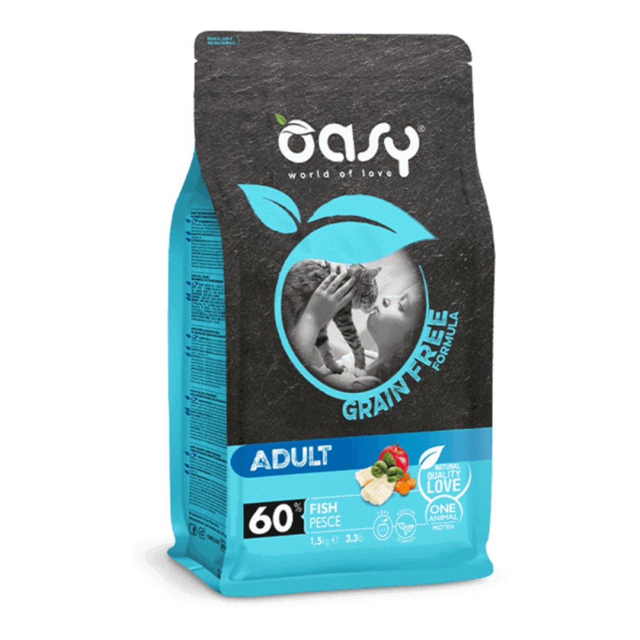 Oasy Grain Free Adult Cat Fish begrūdis sausas maistas katėms  1.5 kg 4742