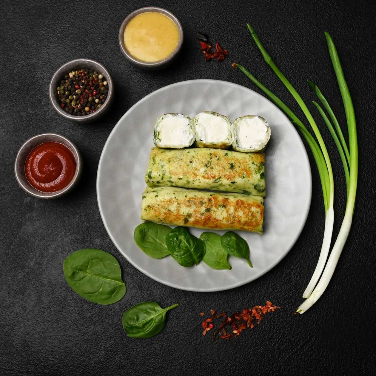 Palačinky se špenatem a krem sýrem 620g