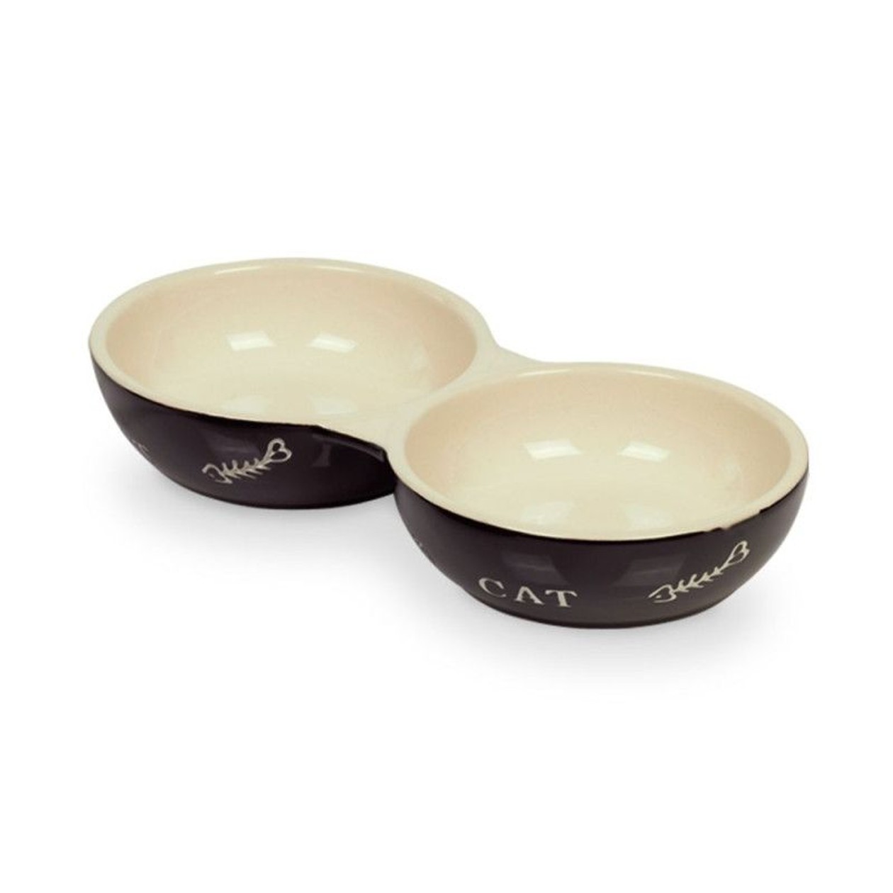 Nobby keramikinis dvigubas dubenėlis katėms 2 x 130 ml, Juoda 3355