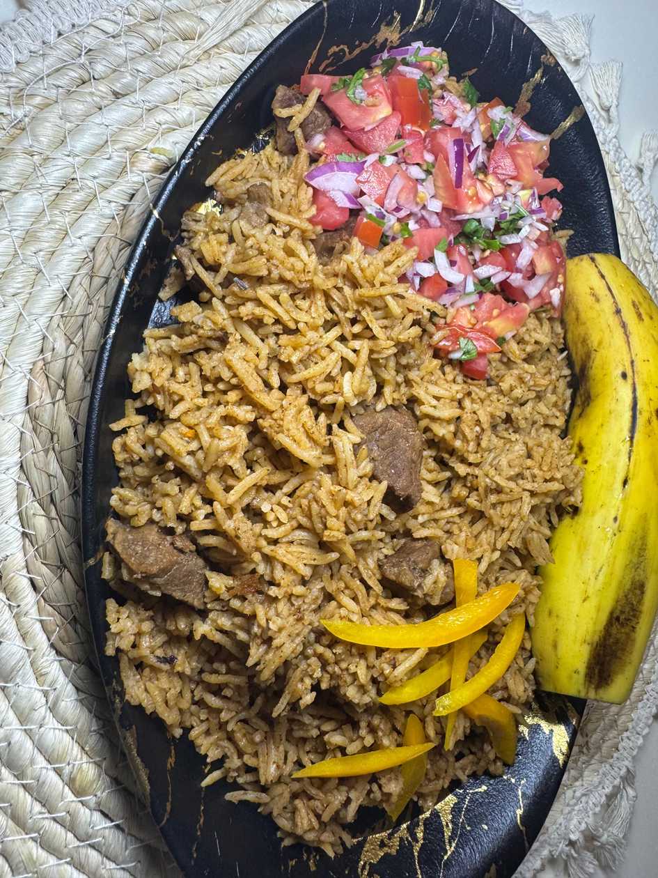 Mutton Pilau With  Kachumbari