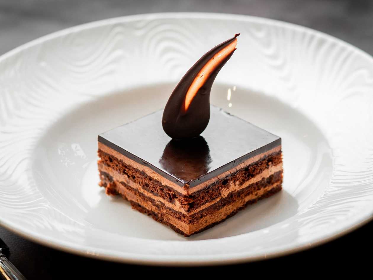 Chocolate cake with apricot jam