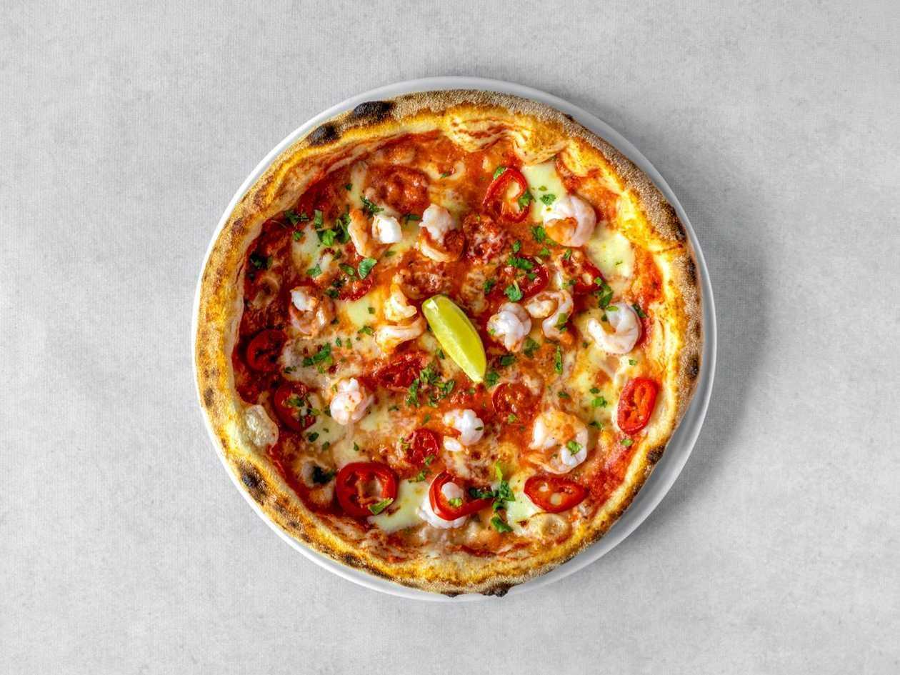 Pizza com Camarão e Abacaxi