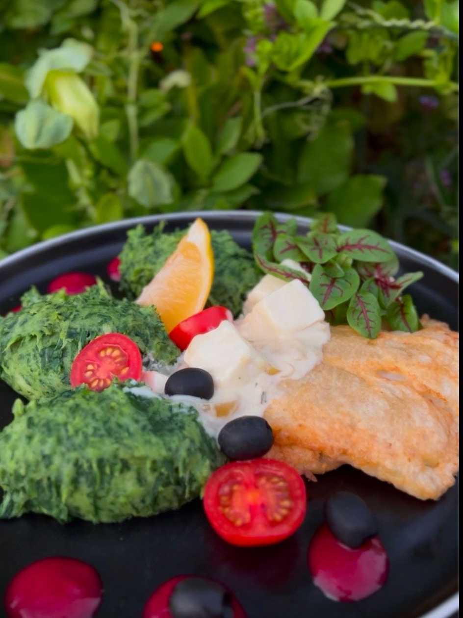 Baked flounder fillet