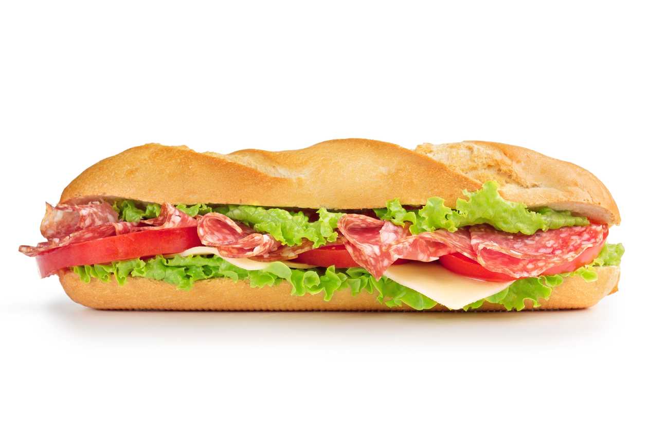 Salami sandwich meal