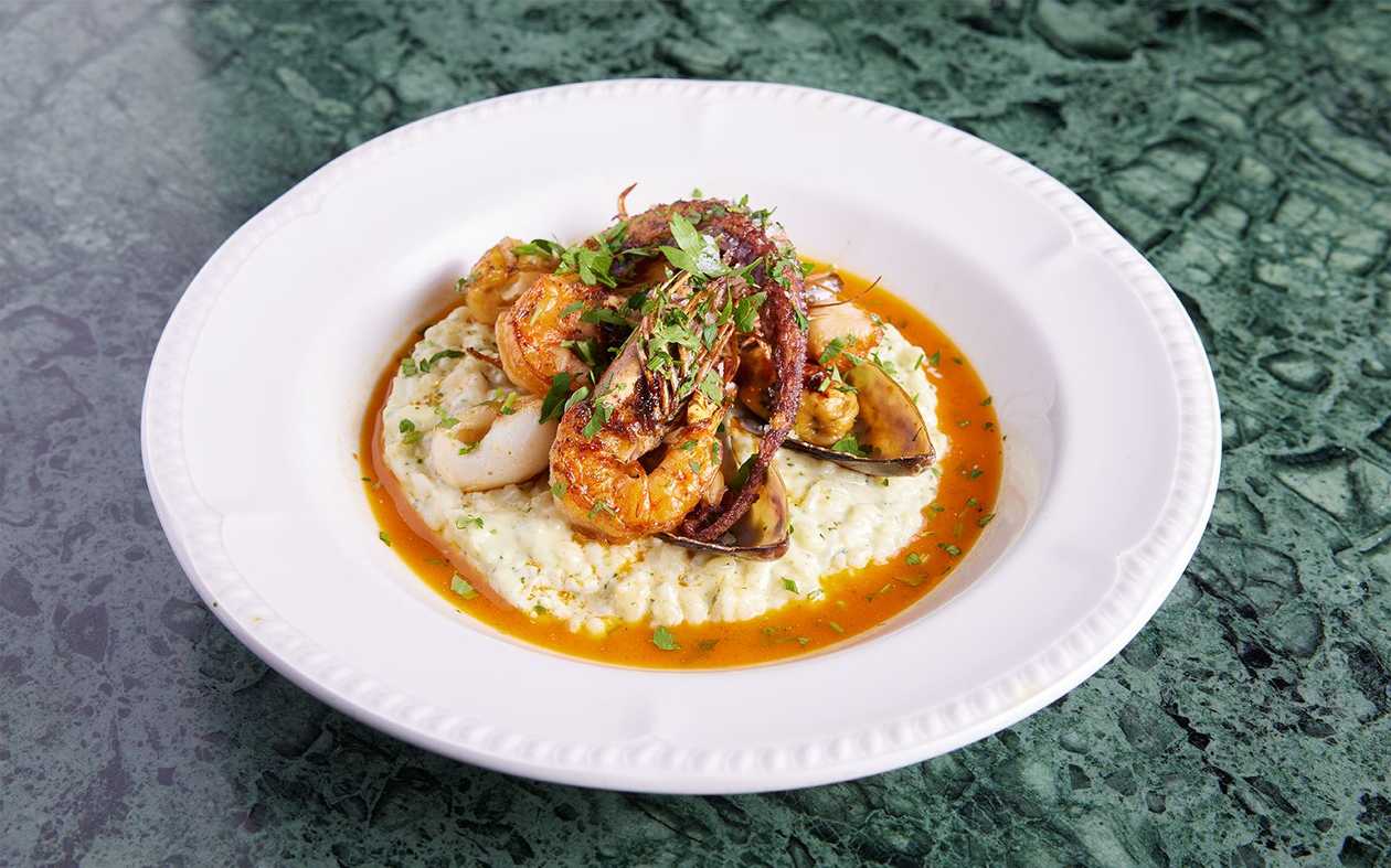 Risotto cu fructe de mare, cremă de mascarpone și sos de vin alb, demisec, DOC 460g