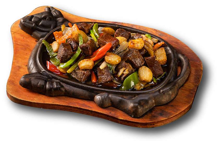 Vită cu ardei și legume pe plită încinsă