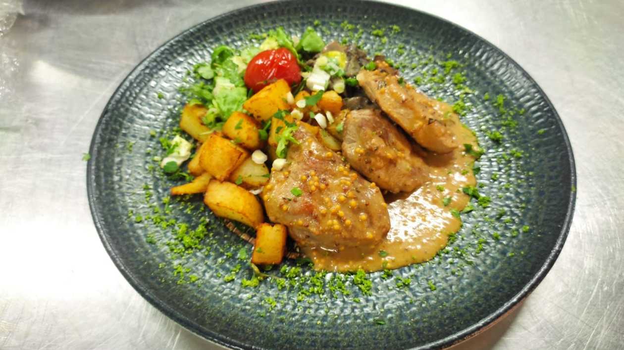 Pork Tenderloin with Mustard Sauce and Wild Mushrooms